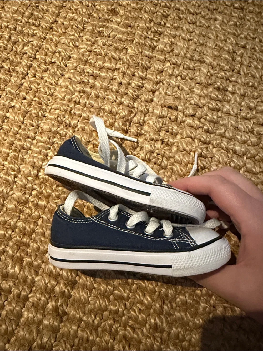 Converse Kids Navy Canvas Sneakers with White Laces
